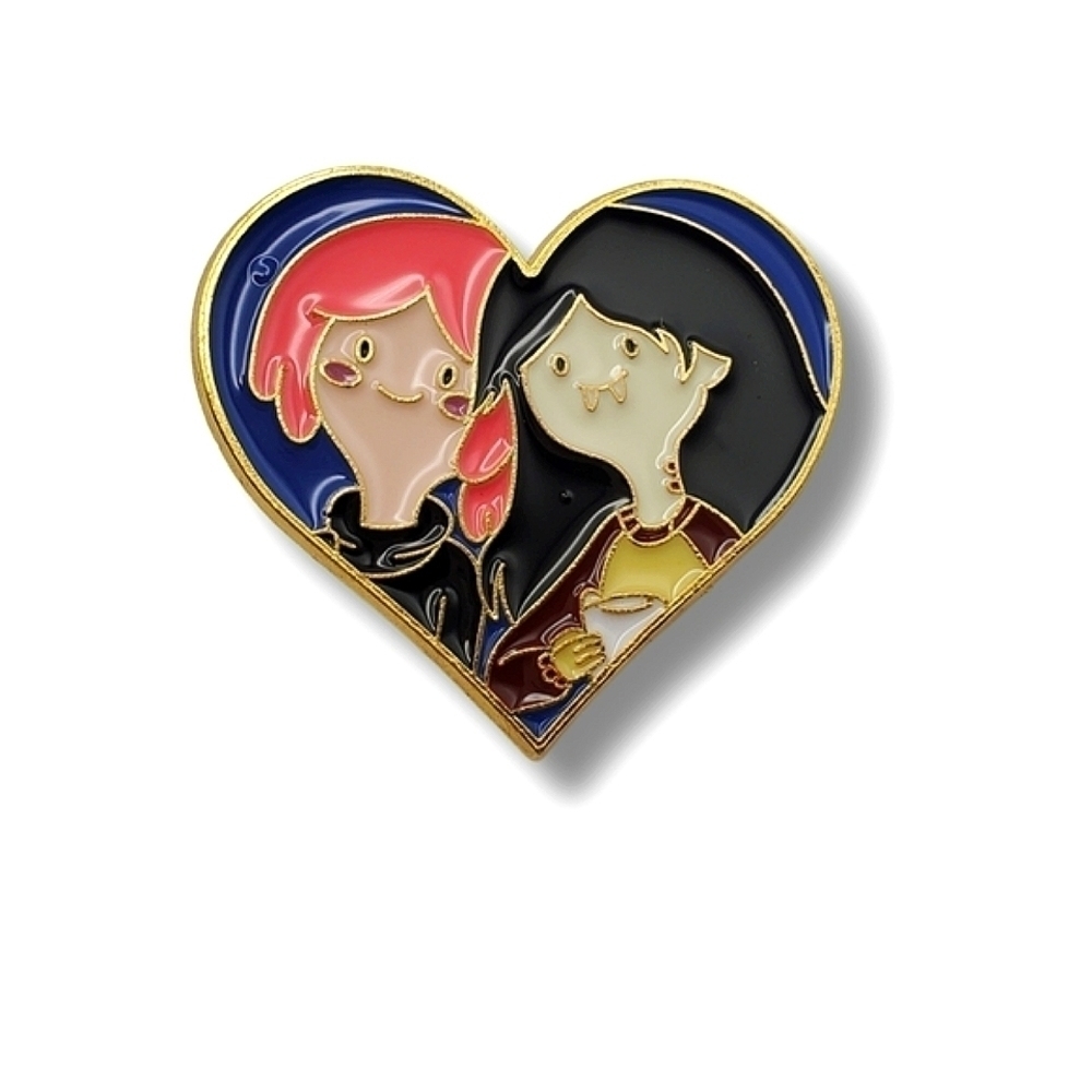 Adventure Time Princess Bubblegum & Marceline Heart Enamel Brooch/Pin